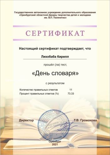 Тест «День словаря»