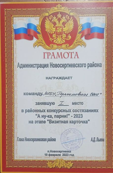 Районные состязания «А ну-ка, парни!», этап «Визитная карточка»